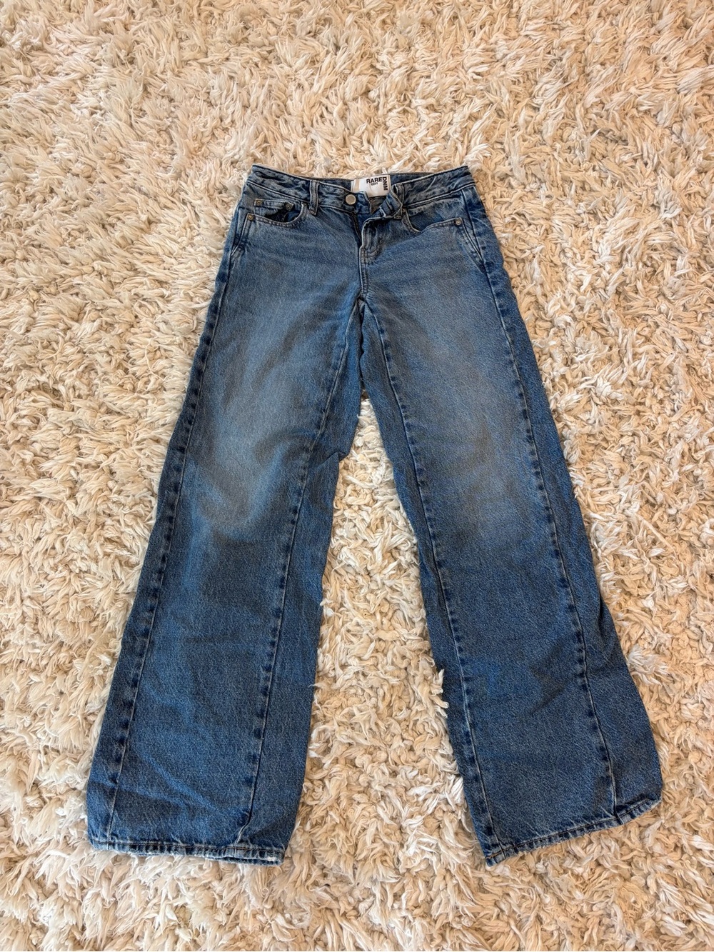 PacSun Women's Flared Wide-Leg Jeans in Blue Wash